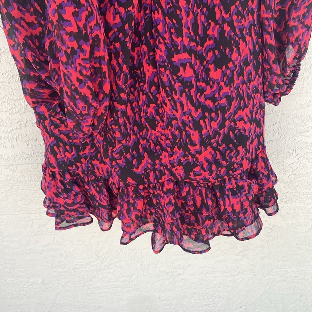 NWT Express Abstract Print Faux Wrap Ruffle Mini Dress Sz M - Picture 9 of 14